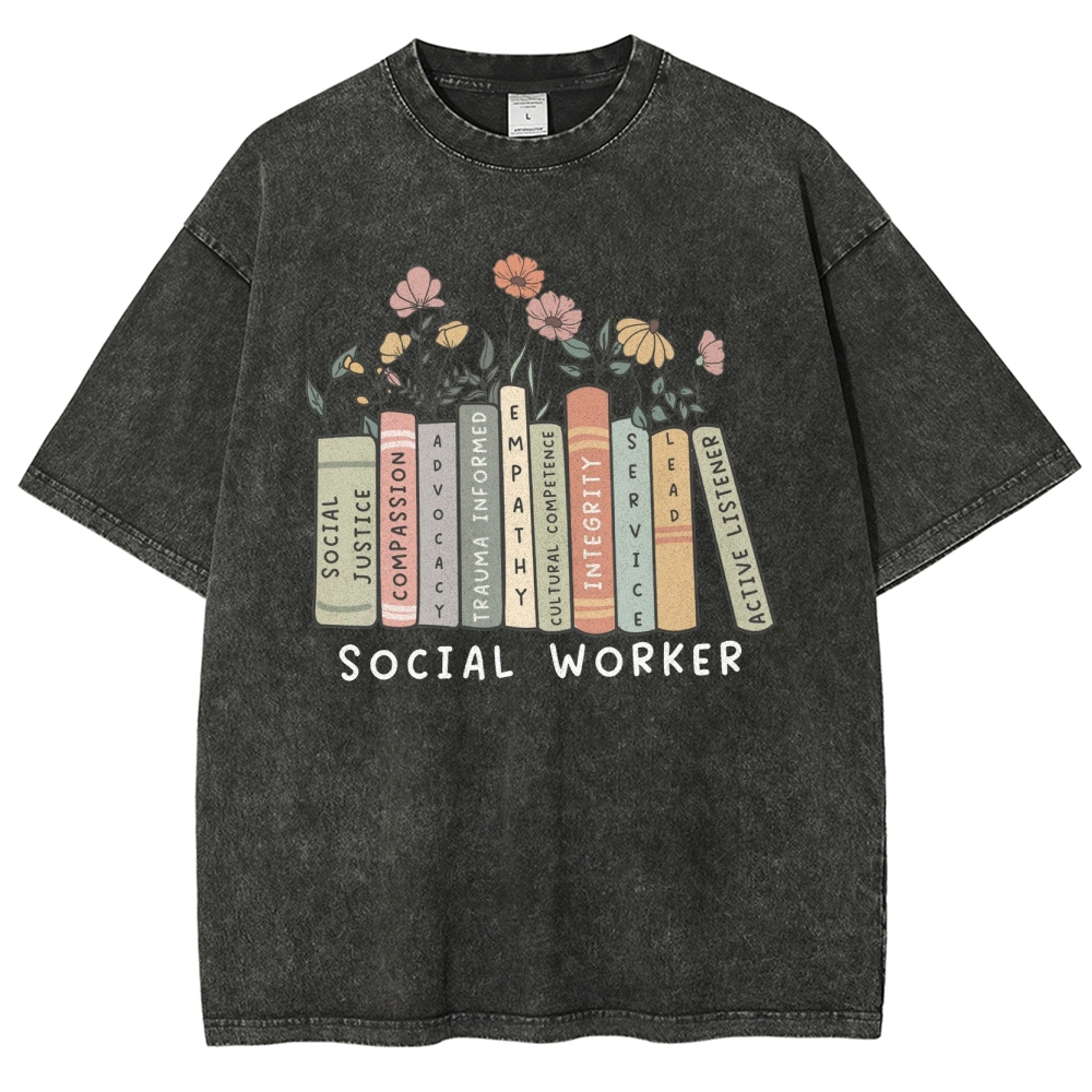 Social Worker Unisex Fit Washed T-Shirt Customscool