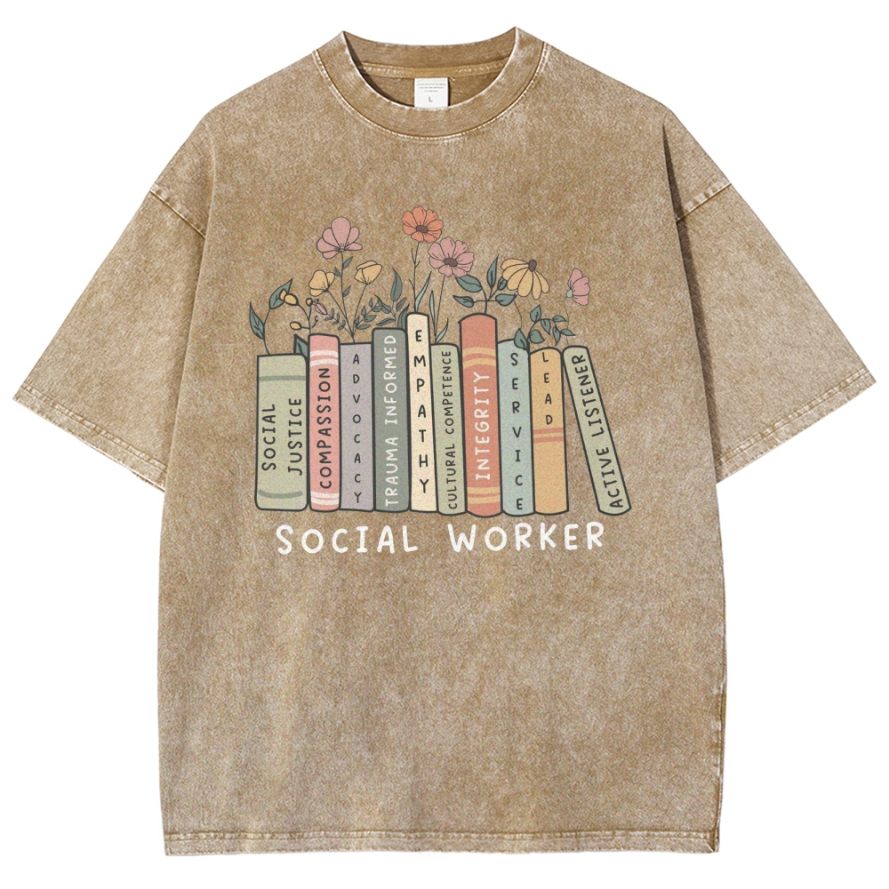 Social Worker Unisex Fit Washed T-Shirt Customscool
