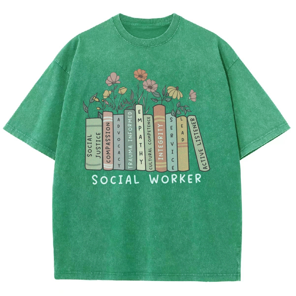 Social Worker Unisex Fit Washed T-Shirt Customscool