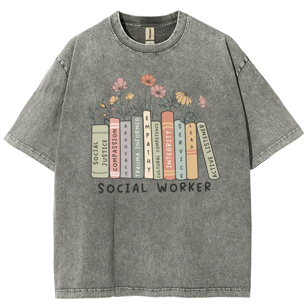 Social Worker Unisex Fit Washed T-Shirt Customscool