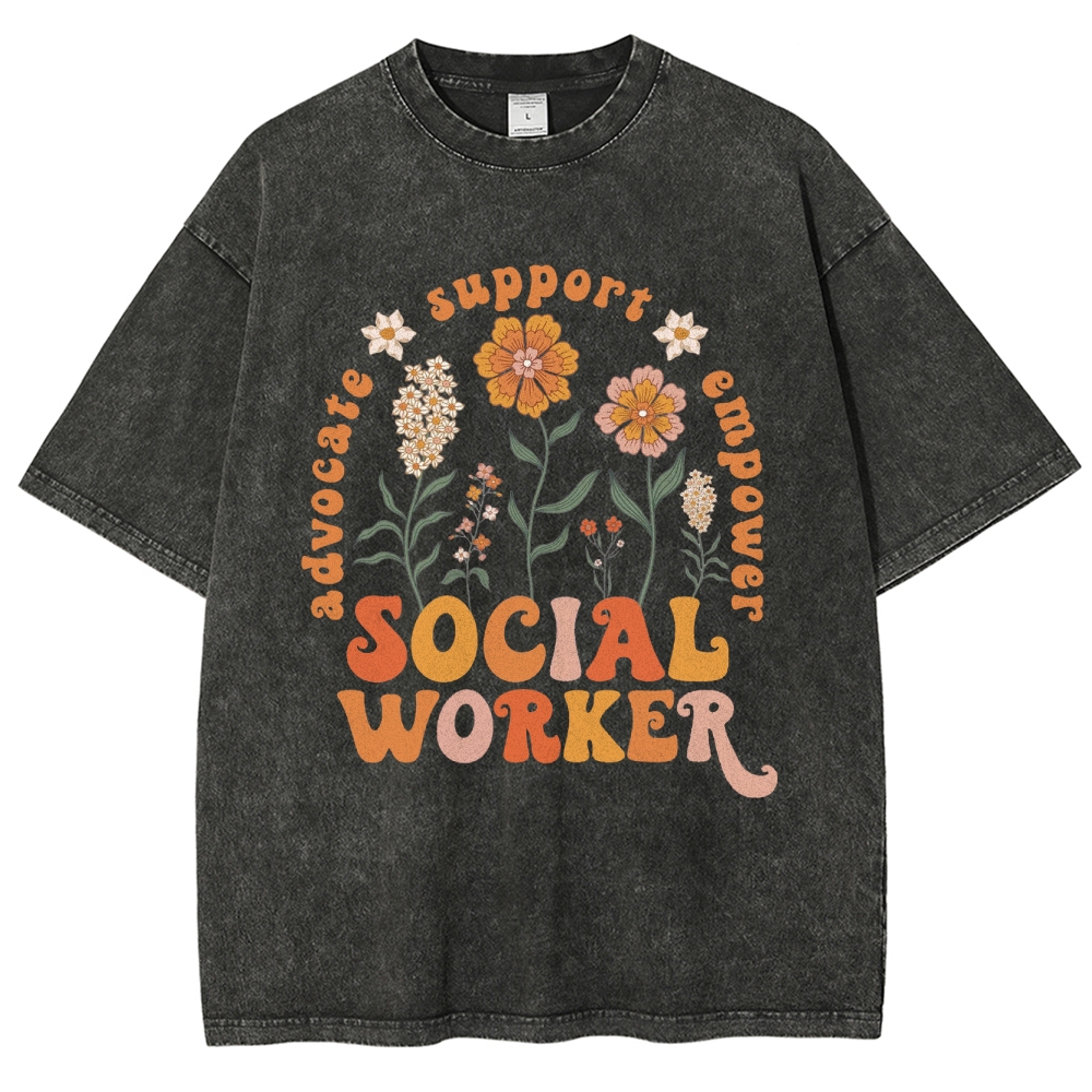 Social Worker Unisex Fit Washed T-Shirt