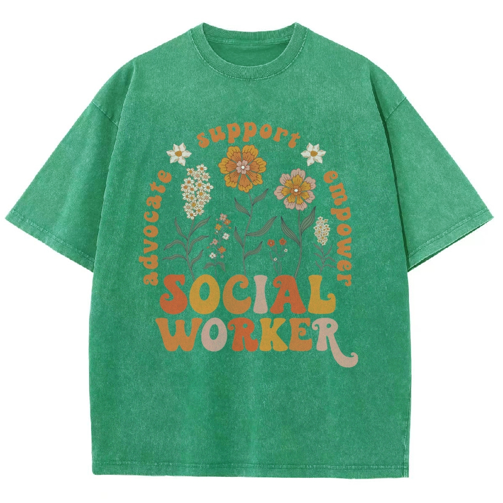 Social Worker Unisex Fit Washed T-Shirt