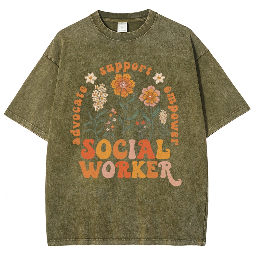 Social Worker Unisex Fit Washed T-Shirt
