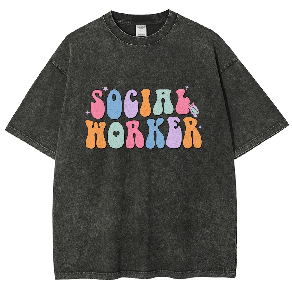 Social Worker Unisex Fit Washed T-Shirt Customscool