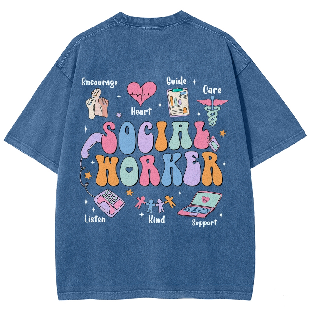 Social Worker Unisex Fit Washed T-Shirt Customscool