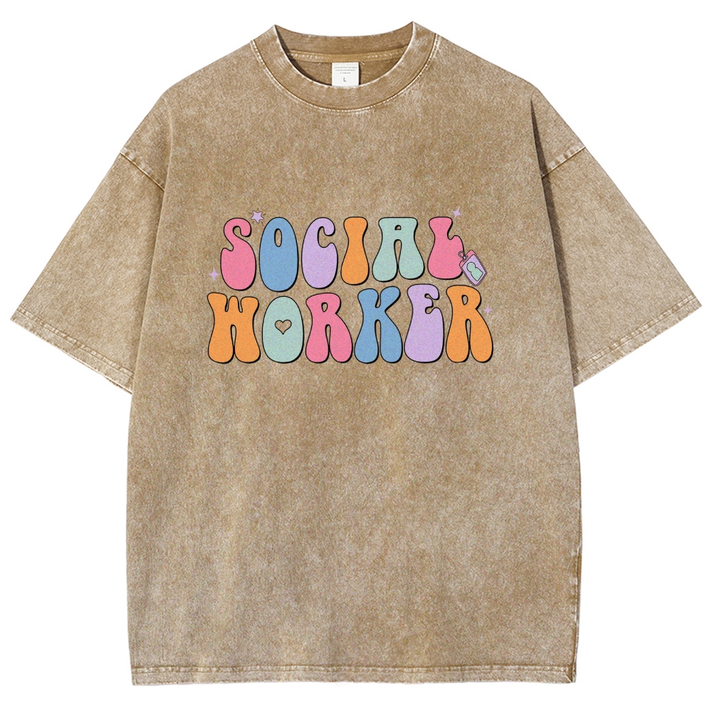 Social Worker Unisex Fit Washed T-Shirt Customscool