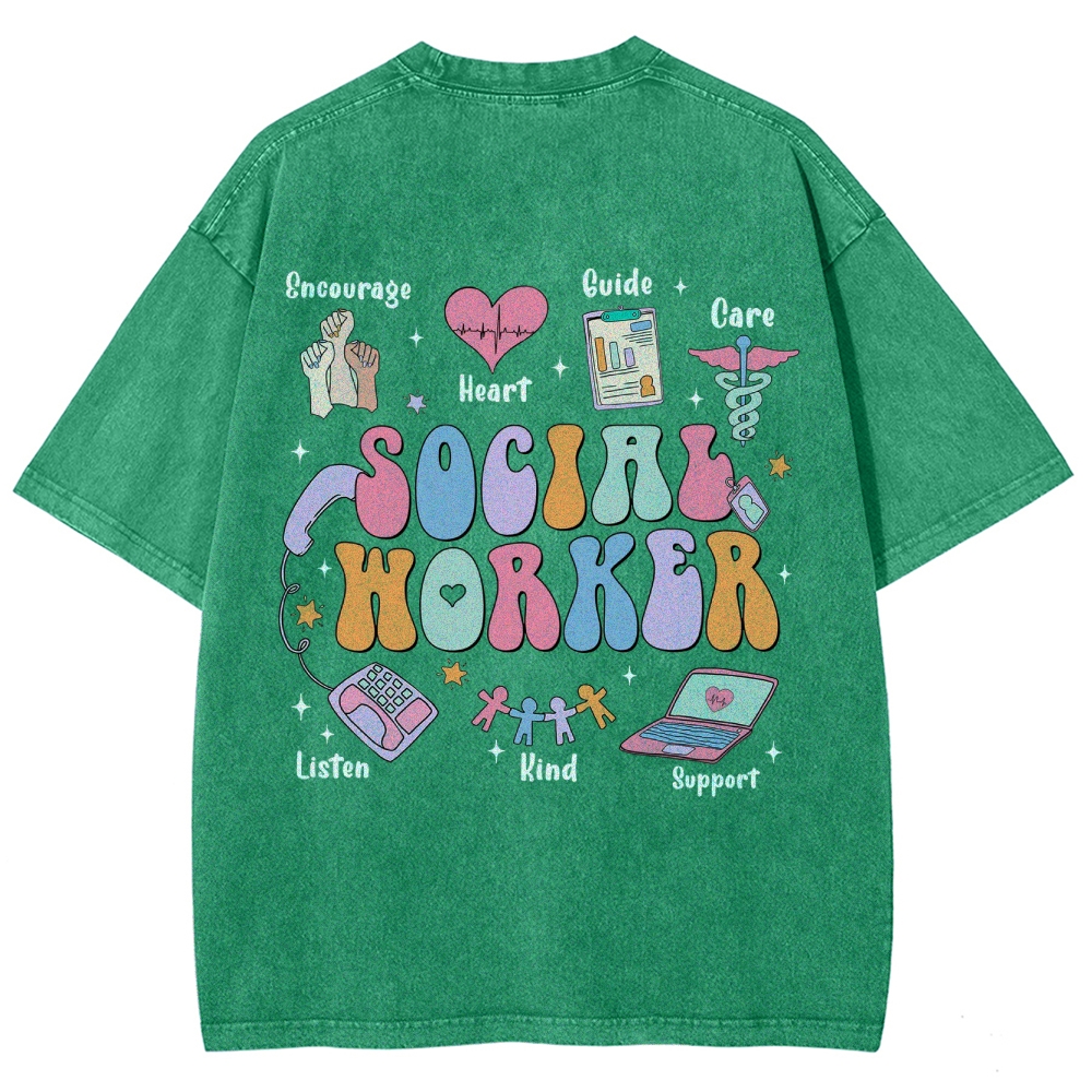 Social Worker Unisex Fit Washed T-Shirt Customscool