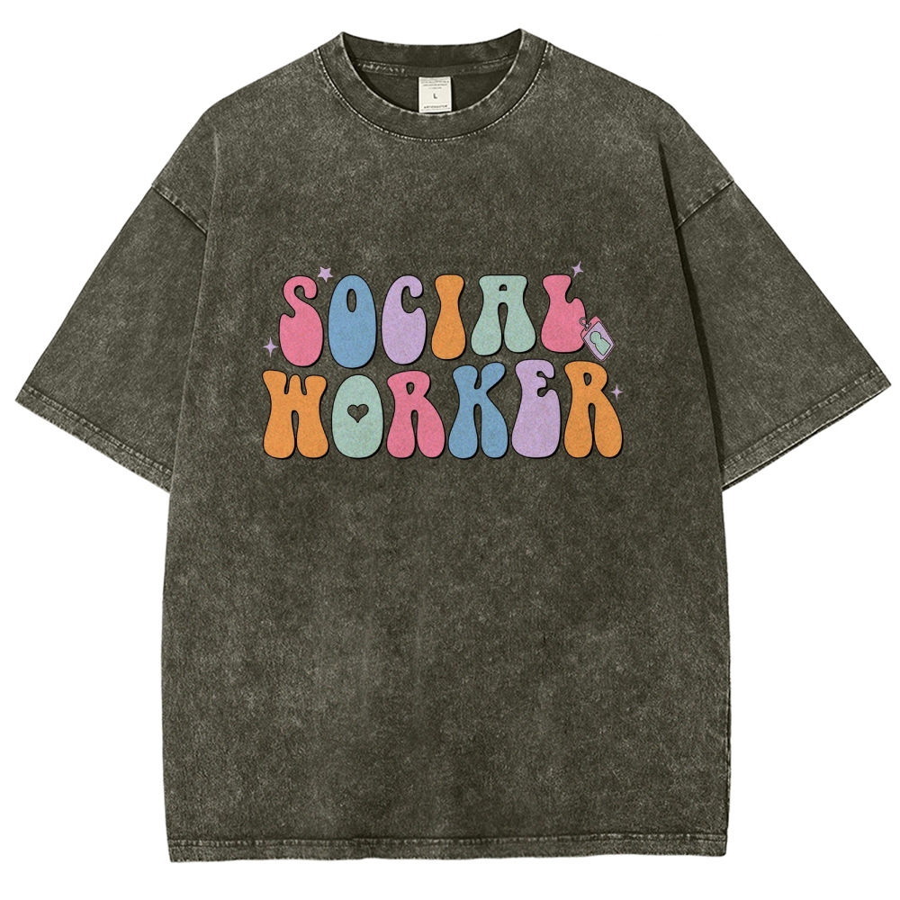 Social Worker Unisex Fit Washed T-Shirt Customscool