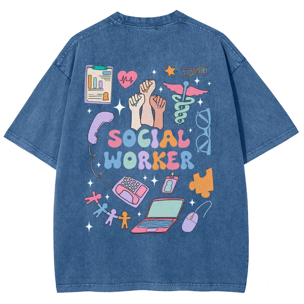 Social Worker Unisex Fit Washed T-Shirt