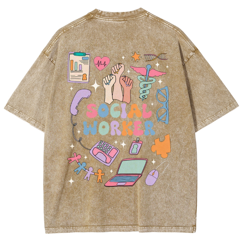 Social Worker Unisex Fit Washed T-Shirt