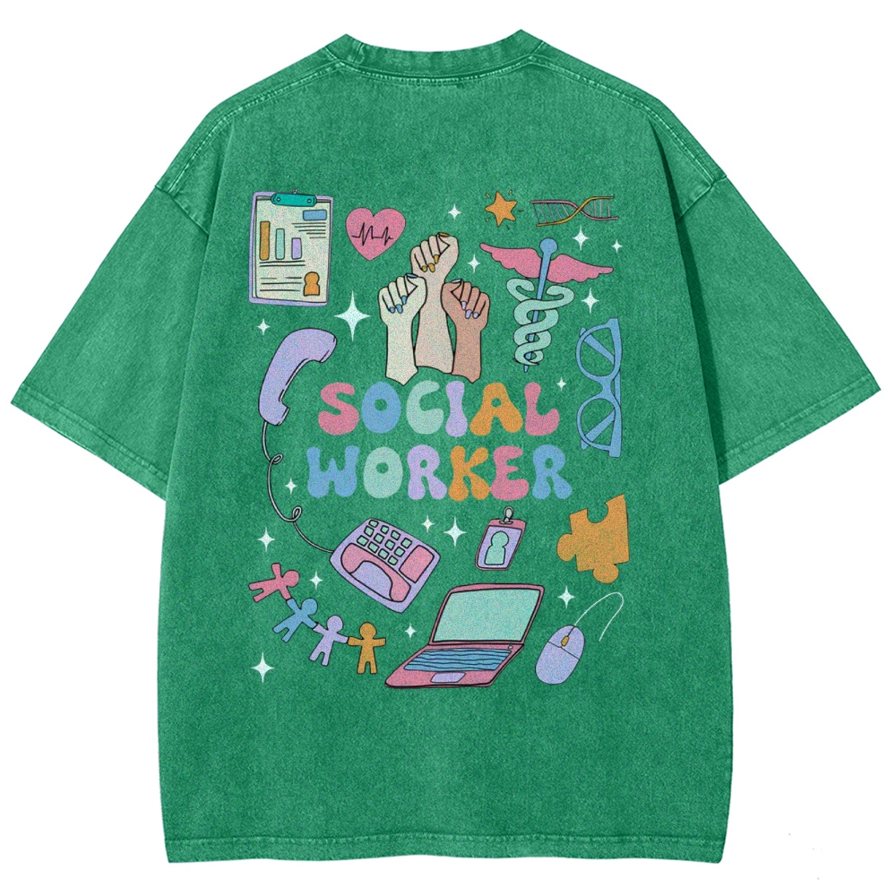 Social Worker Unisex Fit Washed T-Shirt