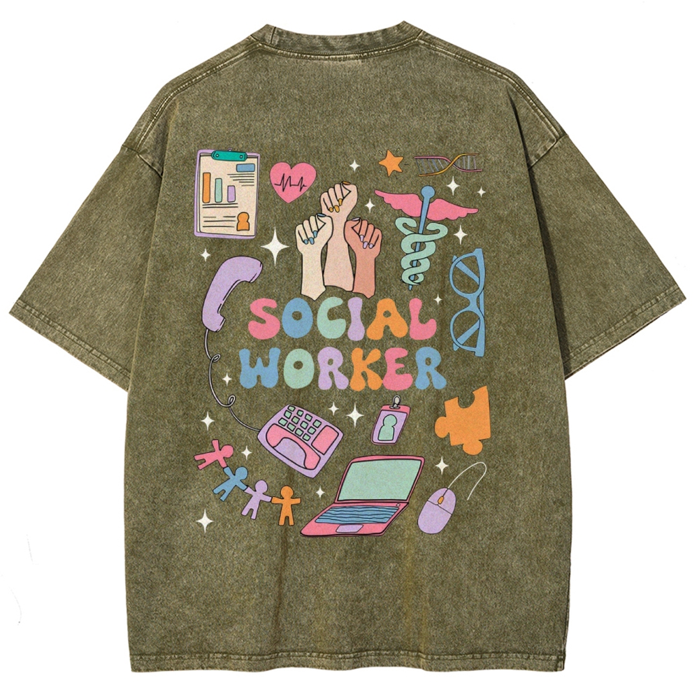 Social Worker Unisex Fit Washed T-Shirt