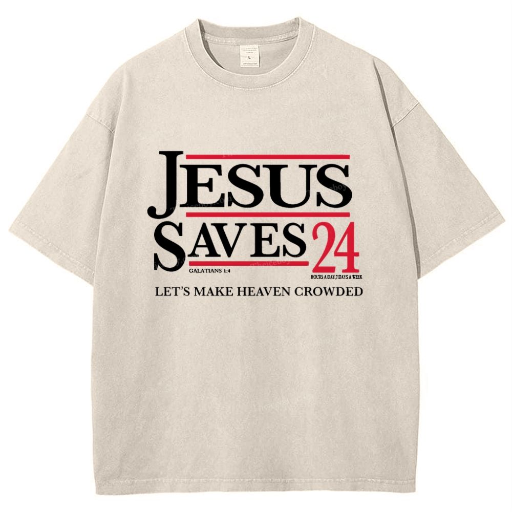 jesus saves 24 Snowflake Vintage Washed T-Shirt