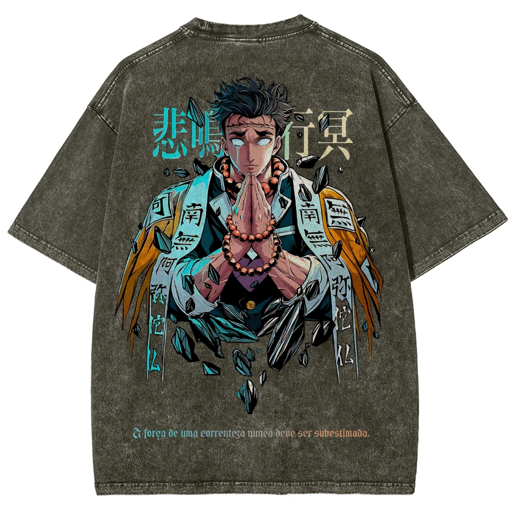 Demon Slayer Himejima Gyoumei Unisex Fit Washed T-Shirt 2504004057