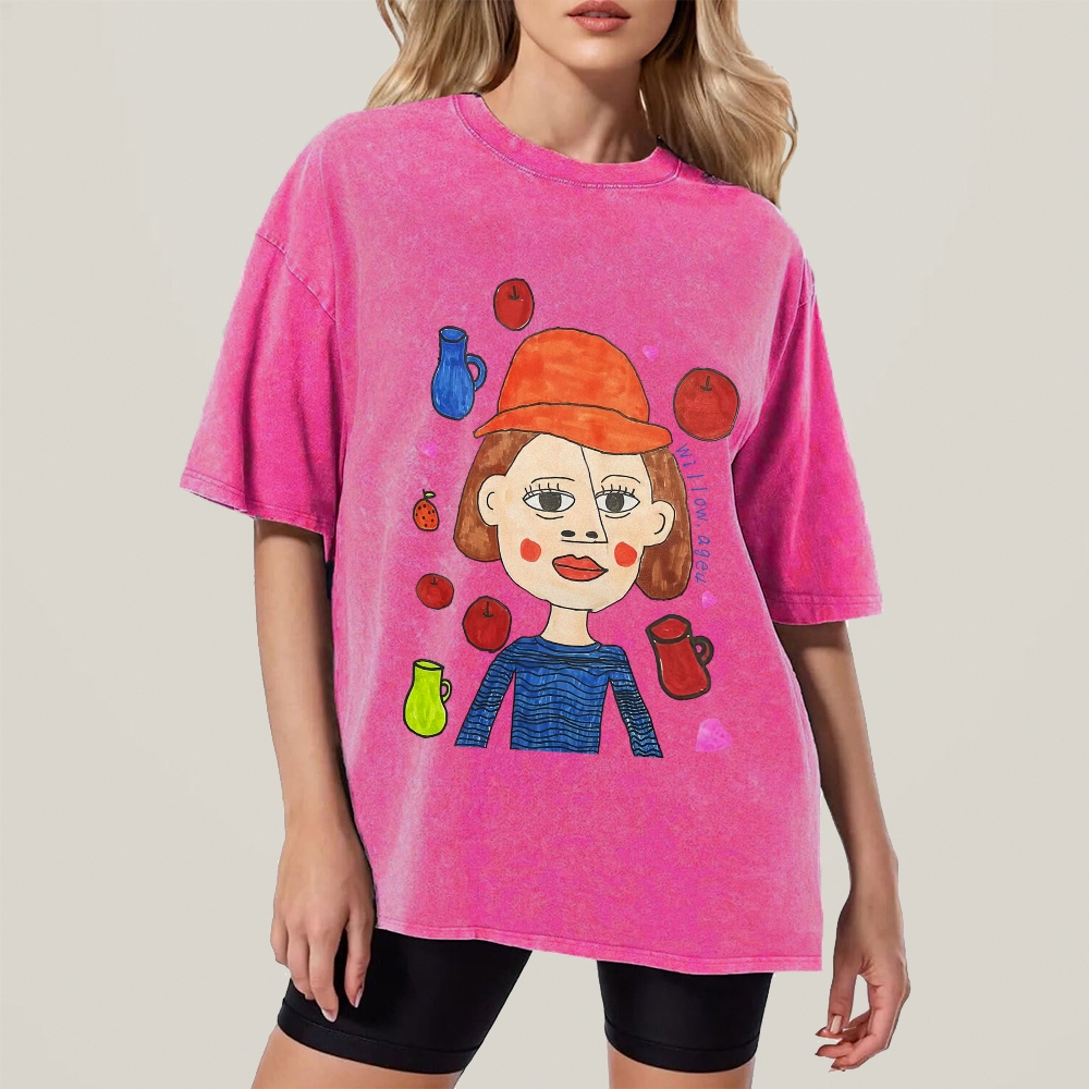 Strange Face Hand Painted Art from a Child's Hands Washed T-shirt