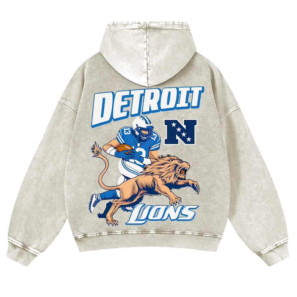 Detroit Lions Casual Washed Hoodie 