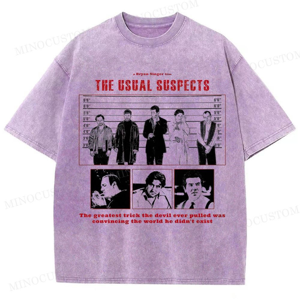 The Usual Suspects Retro Crime Mystery Graphic Washed T-Shirt