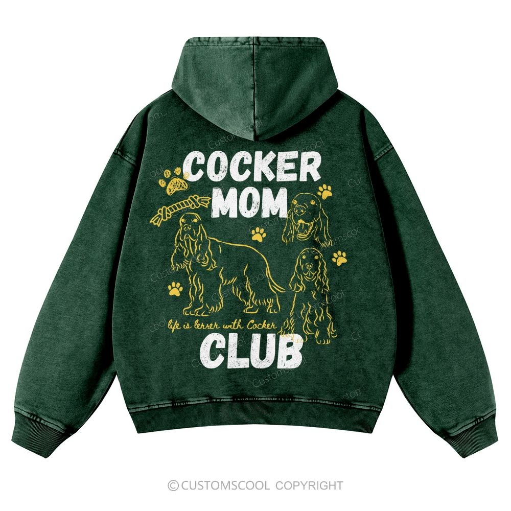 Cocker Mom Club Casual Washed Hoodie