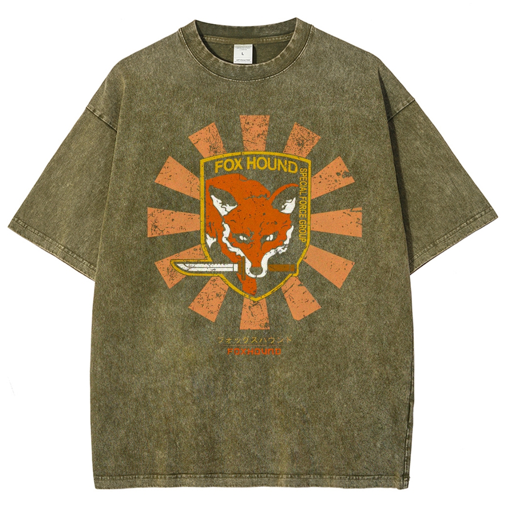 Fox Hound Tactical Group Emblem Graphic Washed T-Shirt