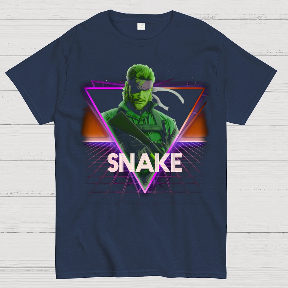 Snake Synthwave Tactical Graphic Cotton T-shirt 