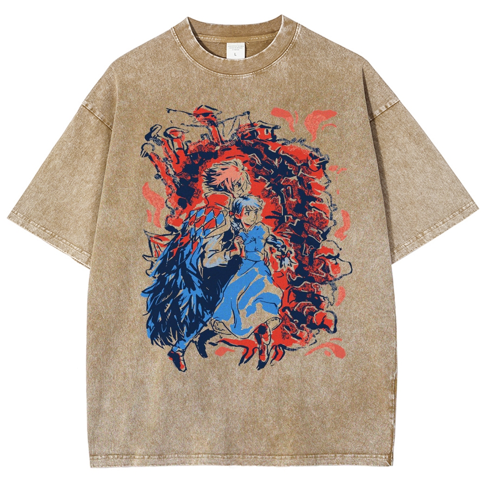 Dynamic Brushstroke Graphic Washed T-Shirt
