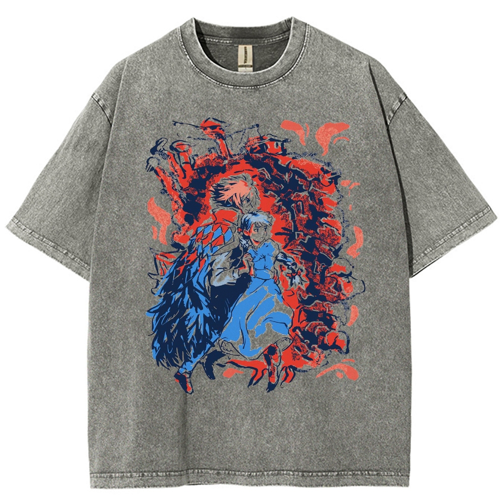 Dynamic Brushstroke Graphic Washed T-Shirt