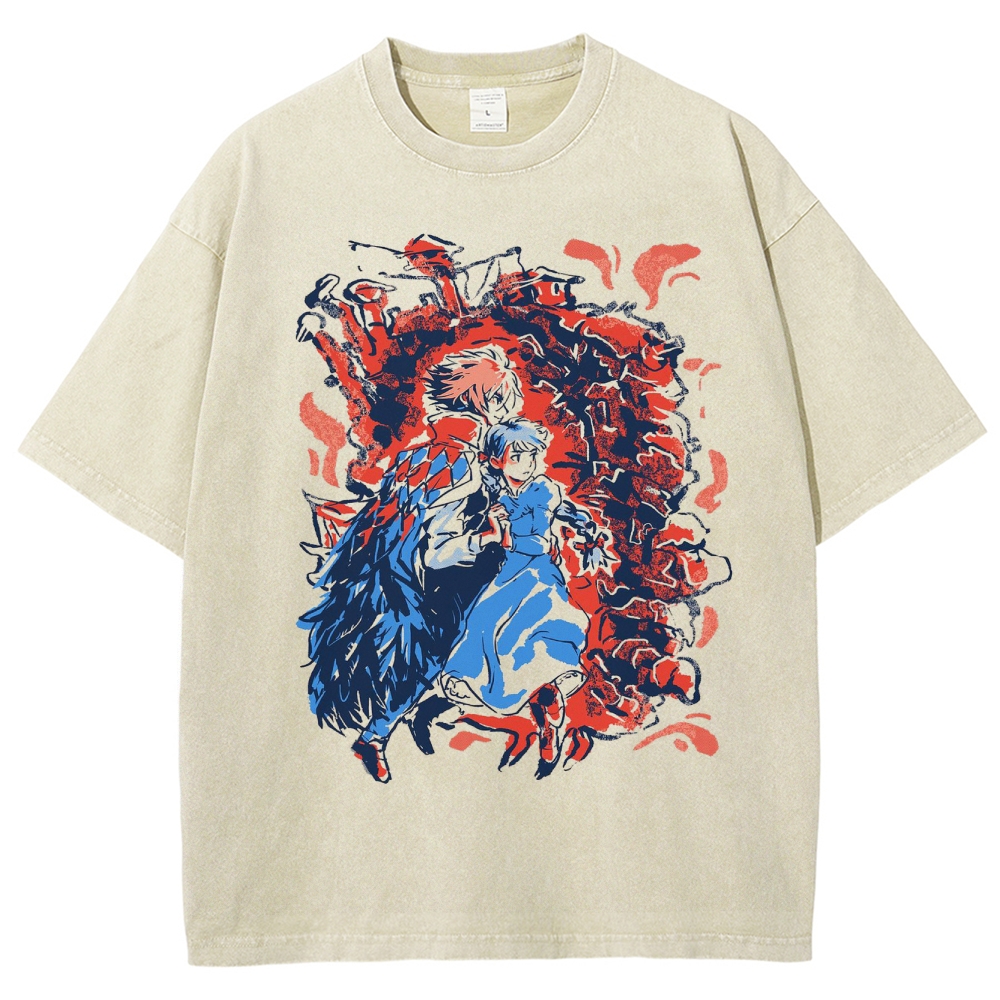 Dynamic Brushstroke Graphic Washed T-Shirt