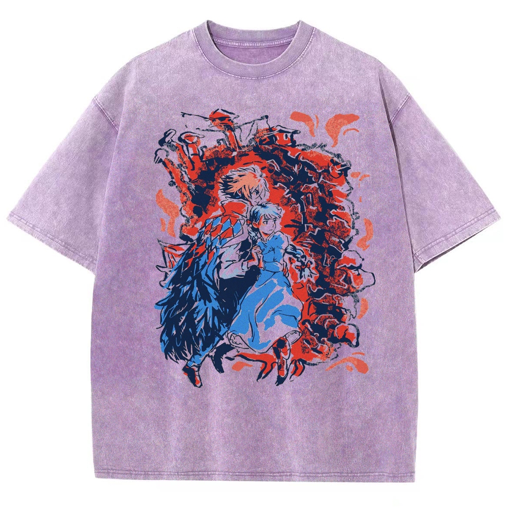 Dynamic Brushstroke Graphic Washed T-Shirt