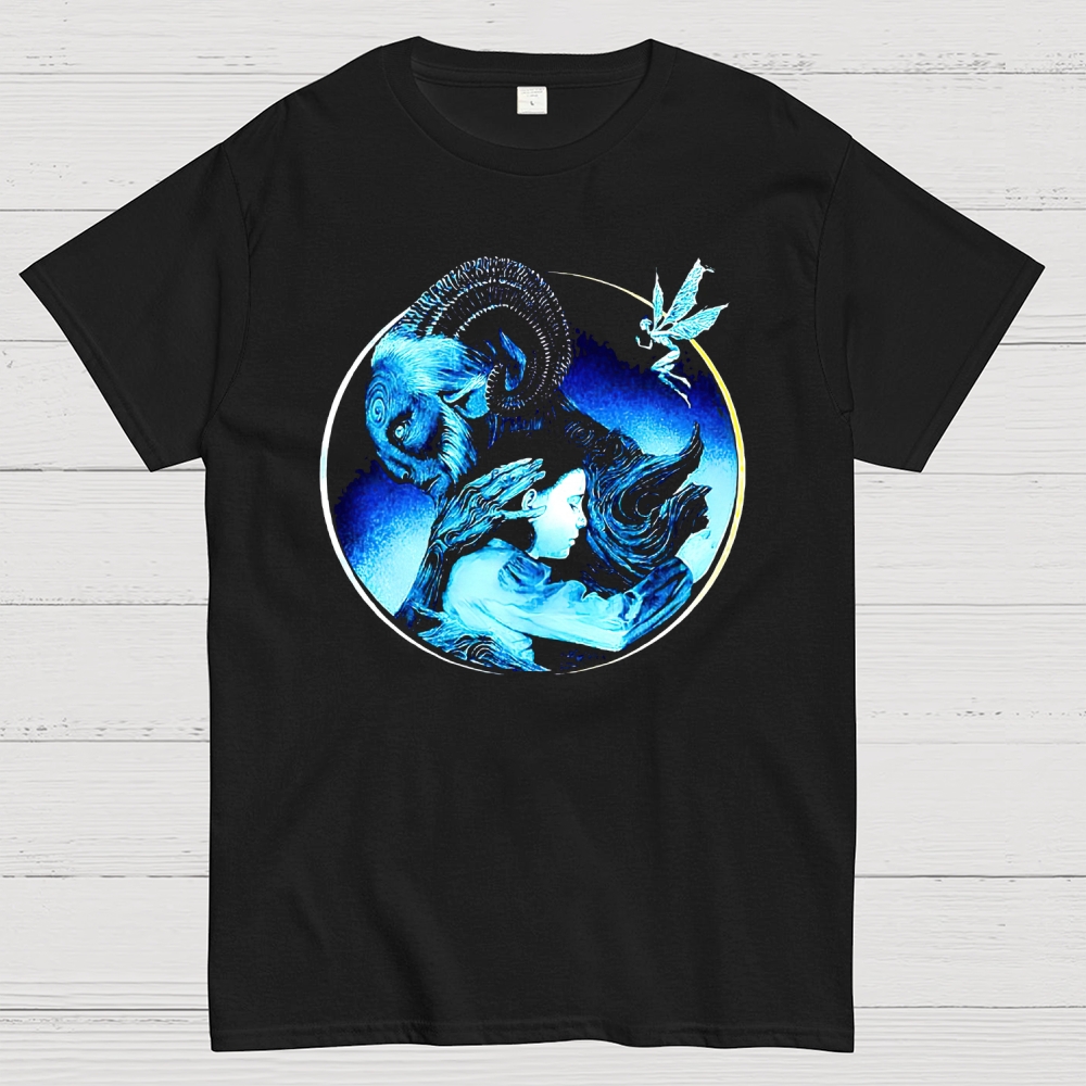 Moonlit Faun & Figure Surreal Graphic Cotton T-shirt