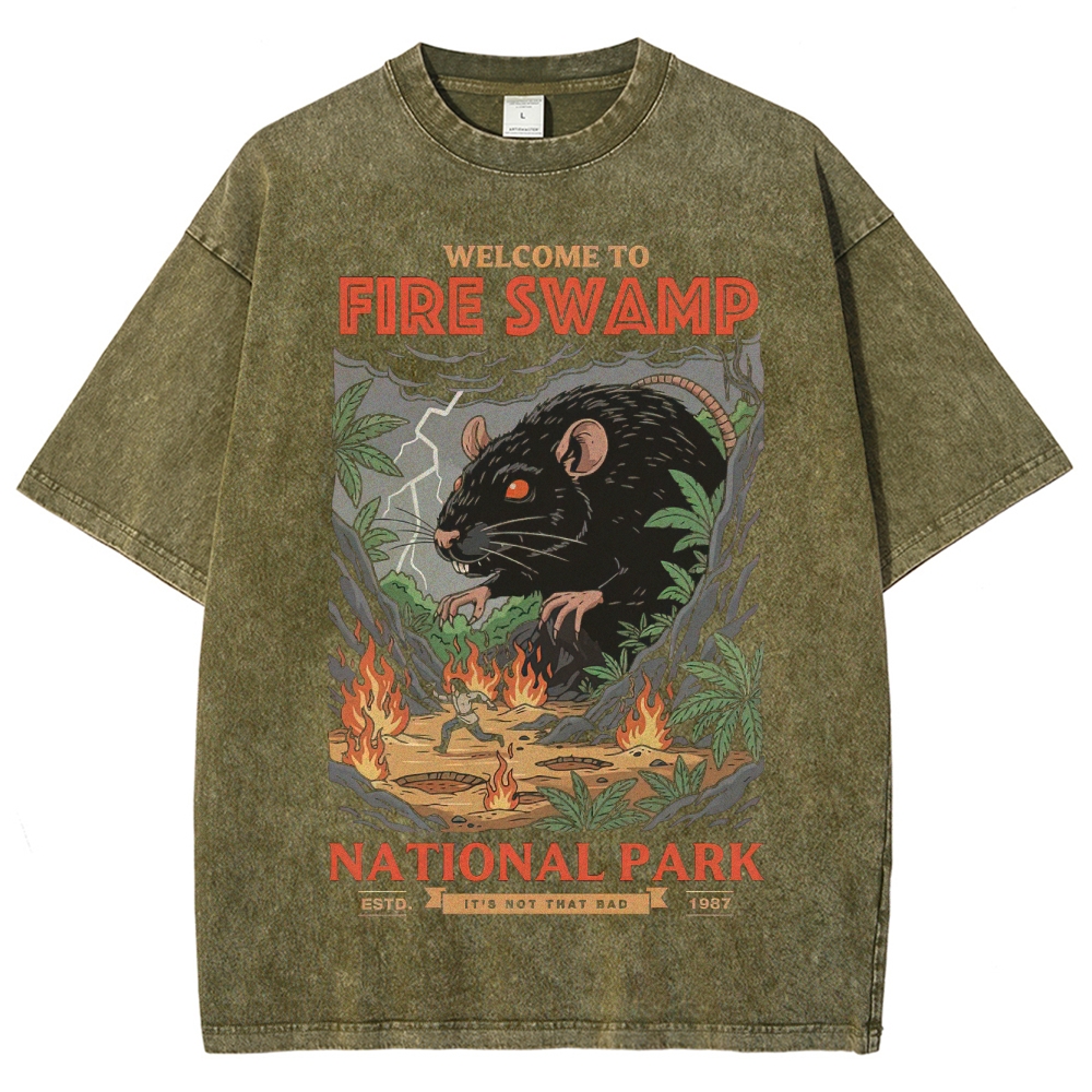 Fire Swamp National Park Adventure Graphic Washed T-Shirt