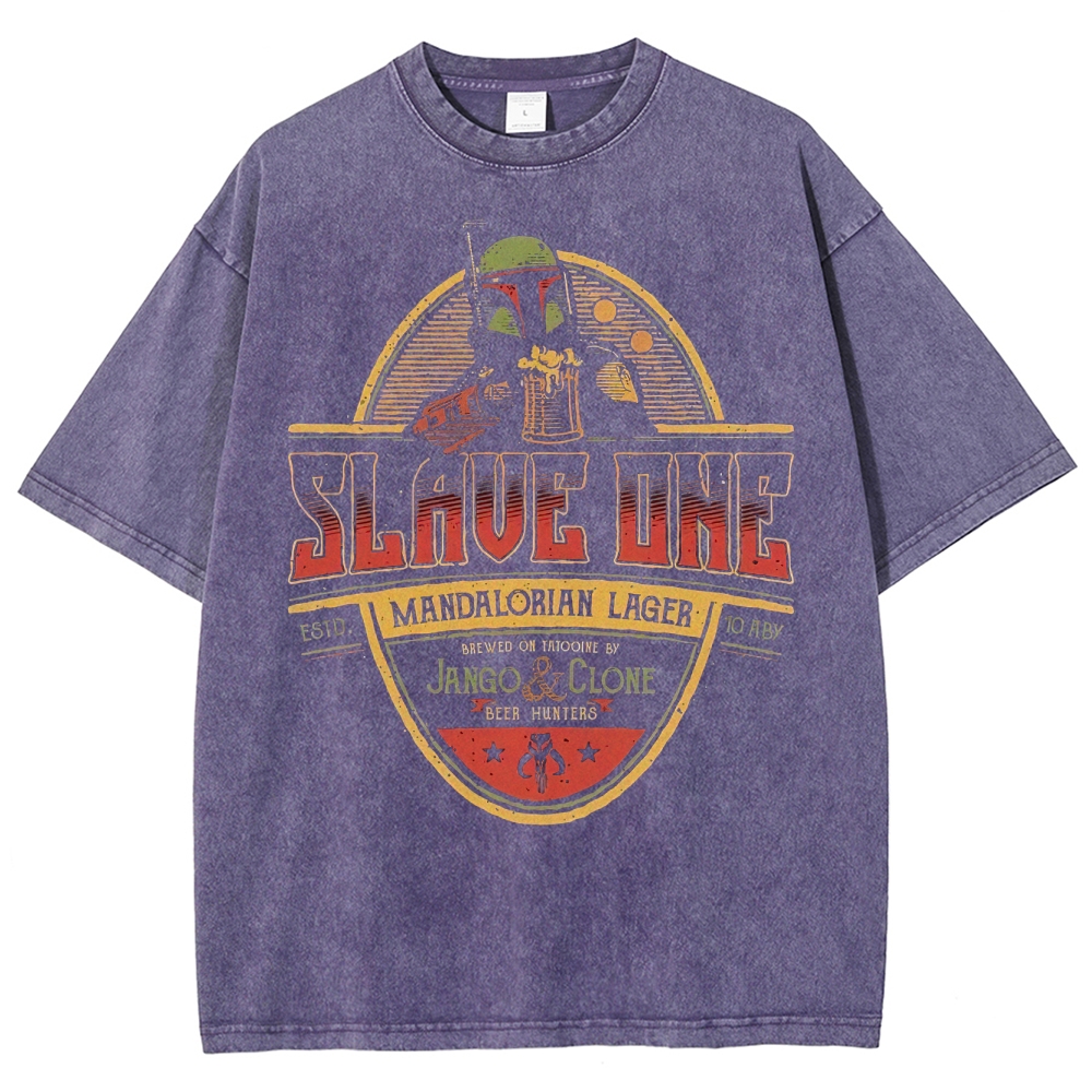 Slave One Mandalorian Lager Emblem Washed T-Shirt