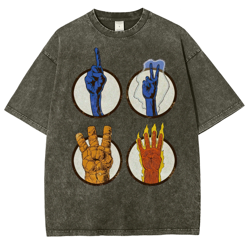 Elemental Hand Signs Graphic Washed T-Shirt