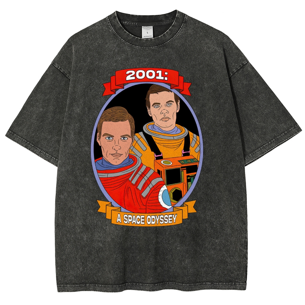 2001 Astronaut Portrait Graphic Washed T-Shirt
