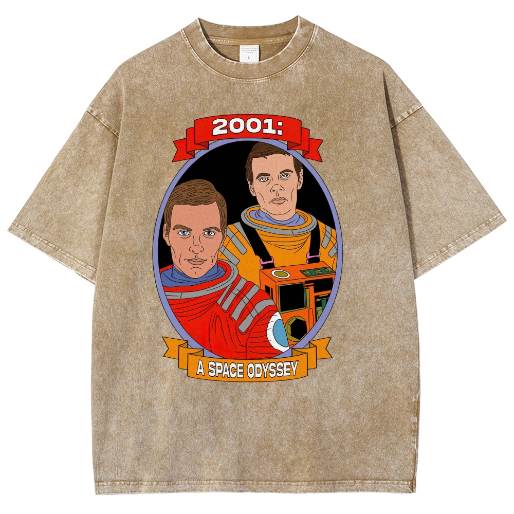 2001 Astronaut Portrait Graphic Washed T-Shirt