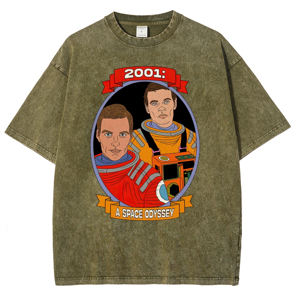 2001 Astronaut Portrait Graphic Washed T-Shirt