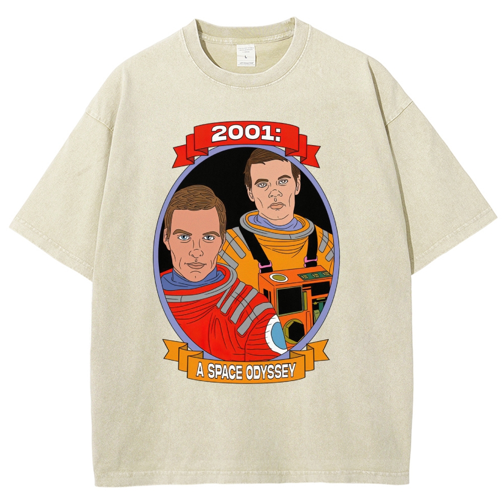 2001 Astronaut Portrait Graphic Washed T-Shirt
