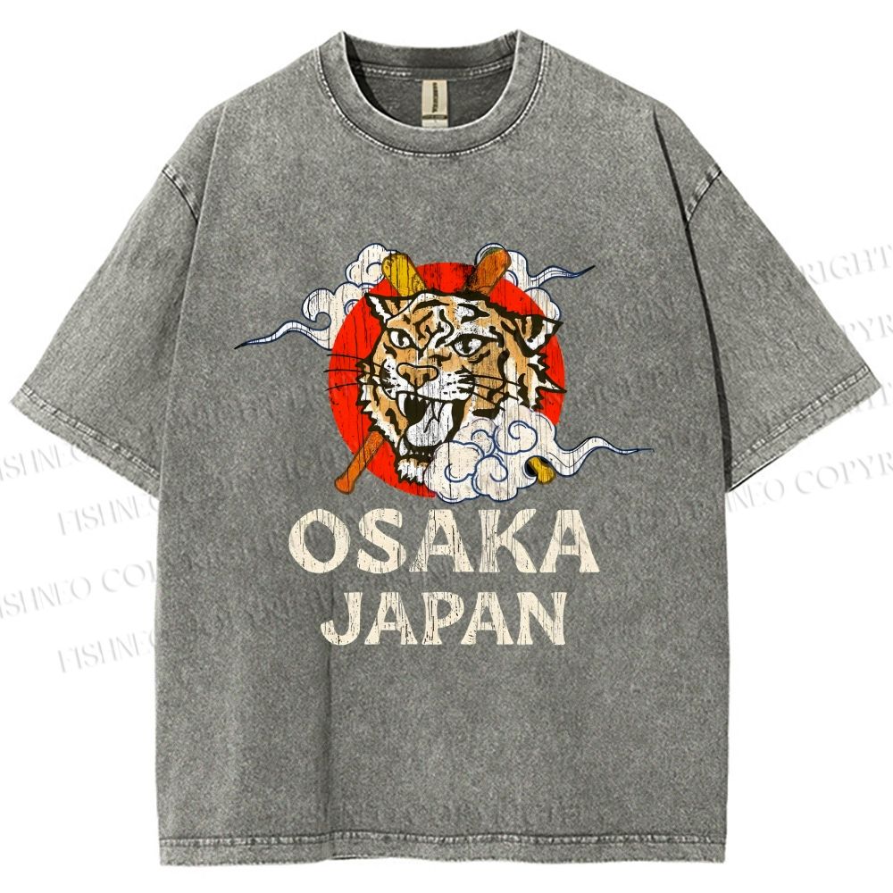 Unisex Vintage Osaka Baseball Club Printed Washed Tee