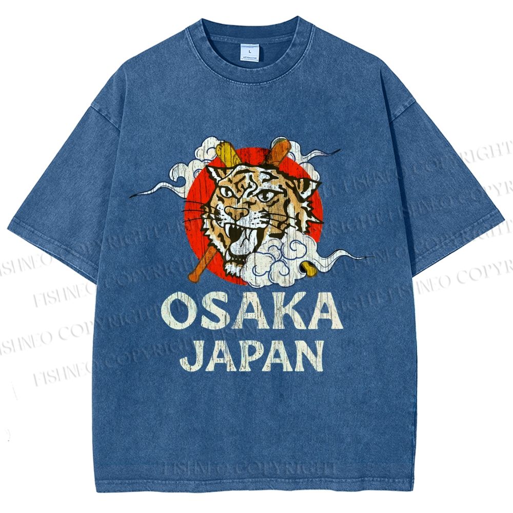 Unisex Vintage Osaka Baseball Club Printed Washed Tee