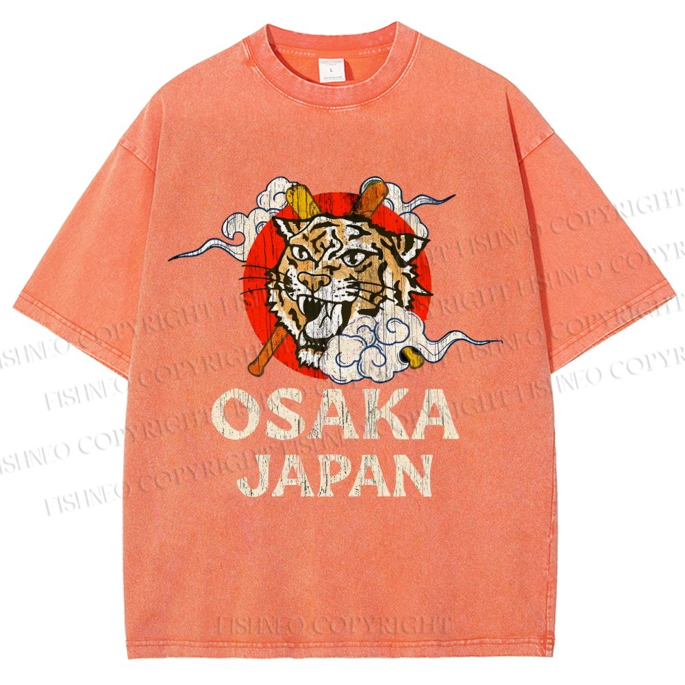 Unisex Vintage Osaka Baseball Club Printed Washed Tee