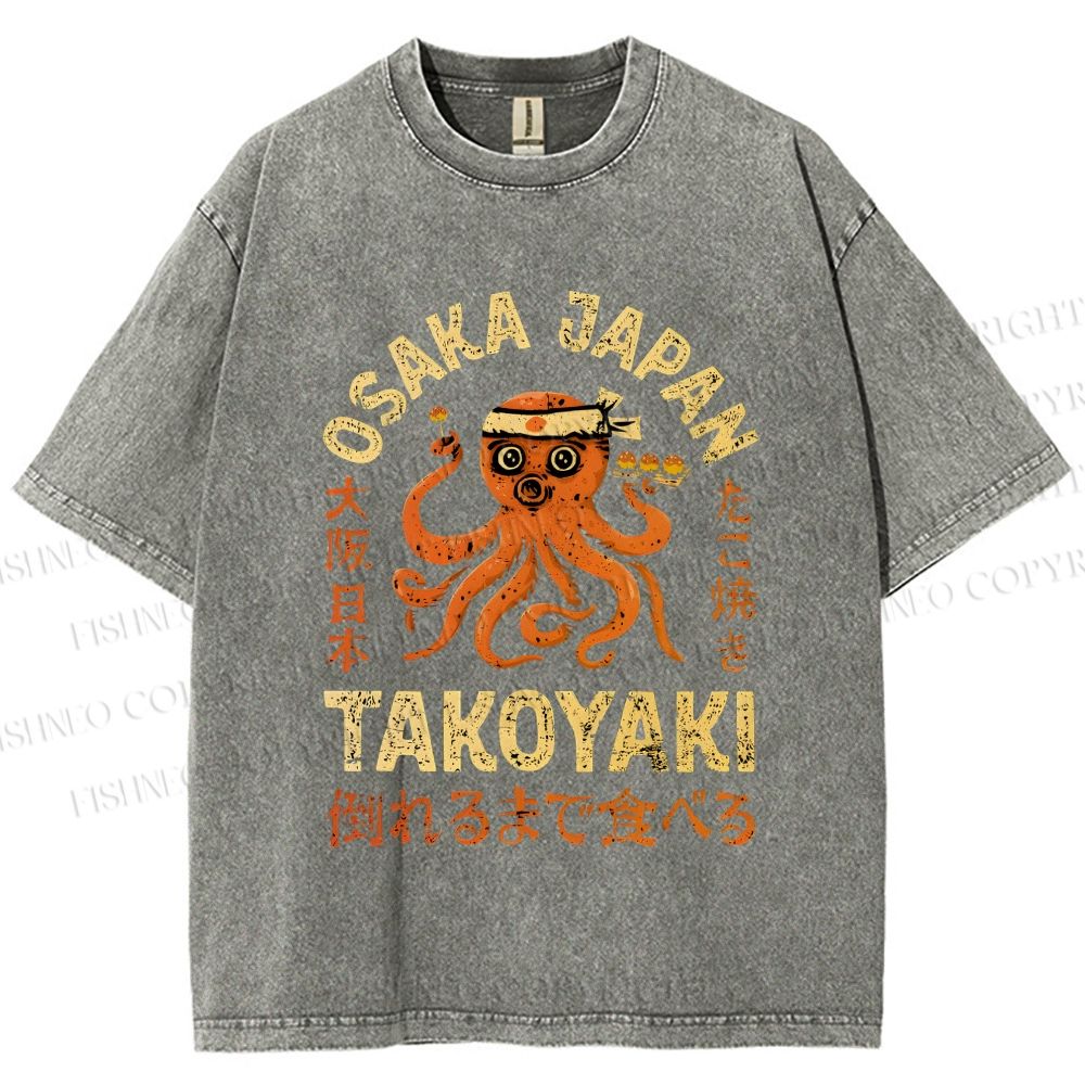 Unisex Takoyaki Printed Washed Tee