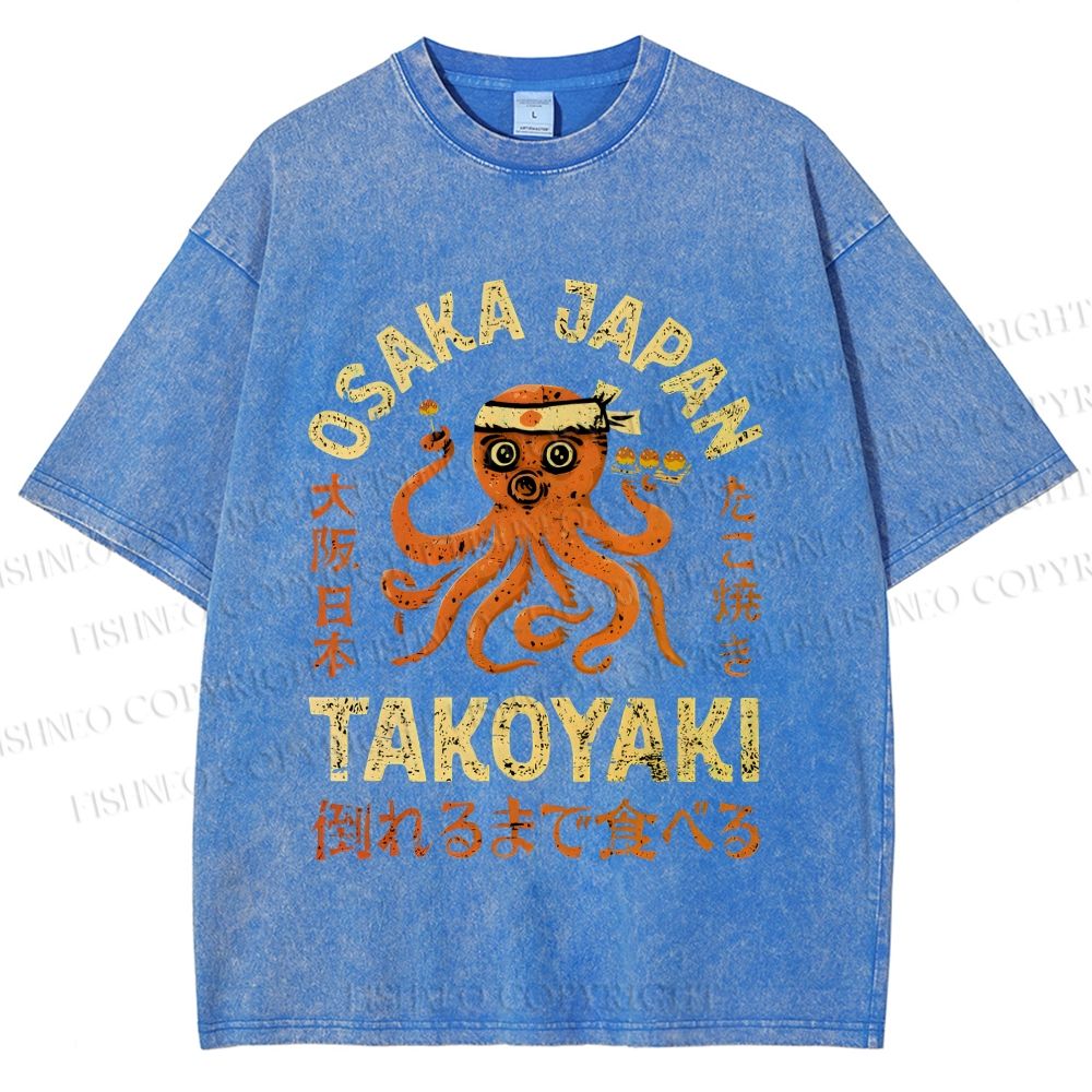 Unisex Takoyaki Printed Washed Tee