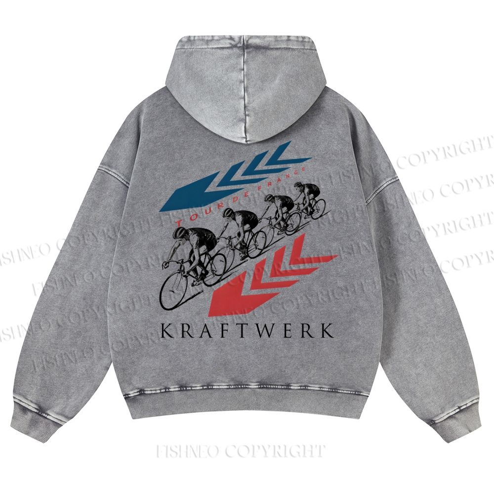 Casual Kraftwerk Tour de France Printed' Washed Hoodie