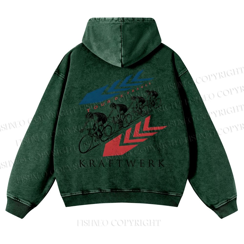 Casual Kraftwerk Tour de France Printed' Washed Hoodie