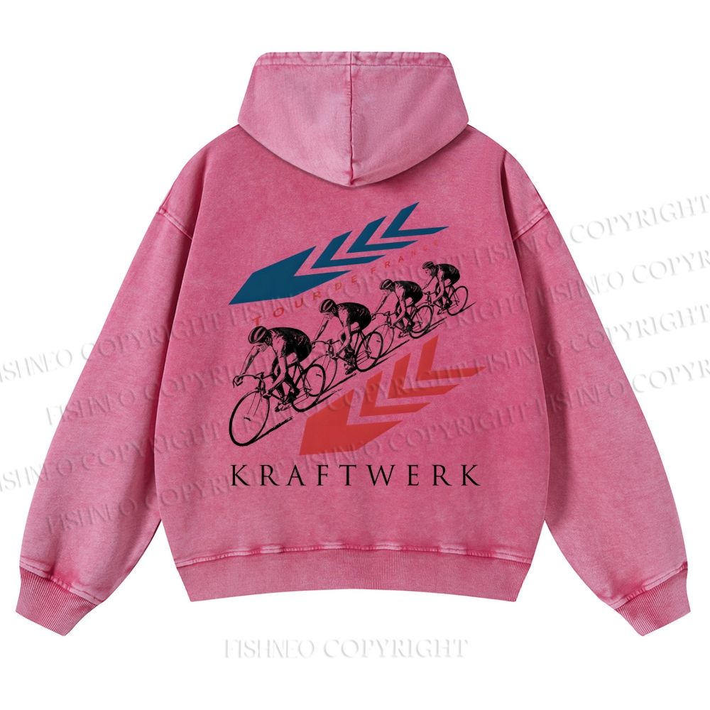 Casual Kraftwerk Tour de France Printed' Washed Hoodie