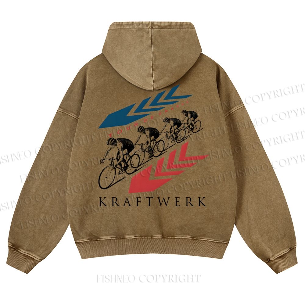 Casual Kraftwerk Tour de France Printed' Washed Hoodie