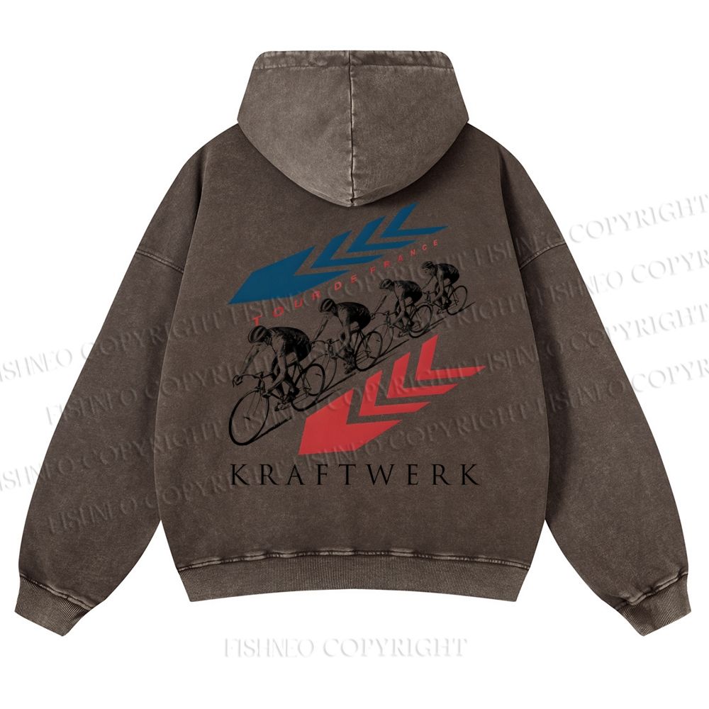 Casual Kraftwerk Tour de France Printed' Washed Hoodie