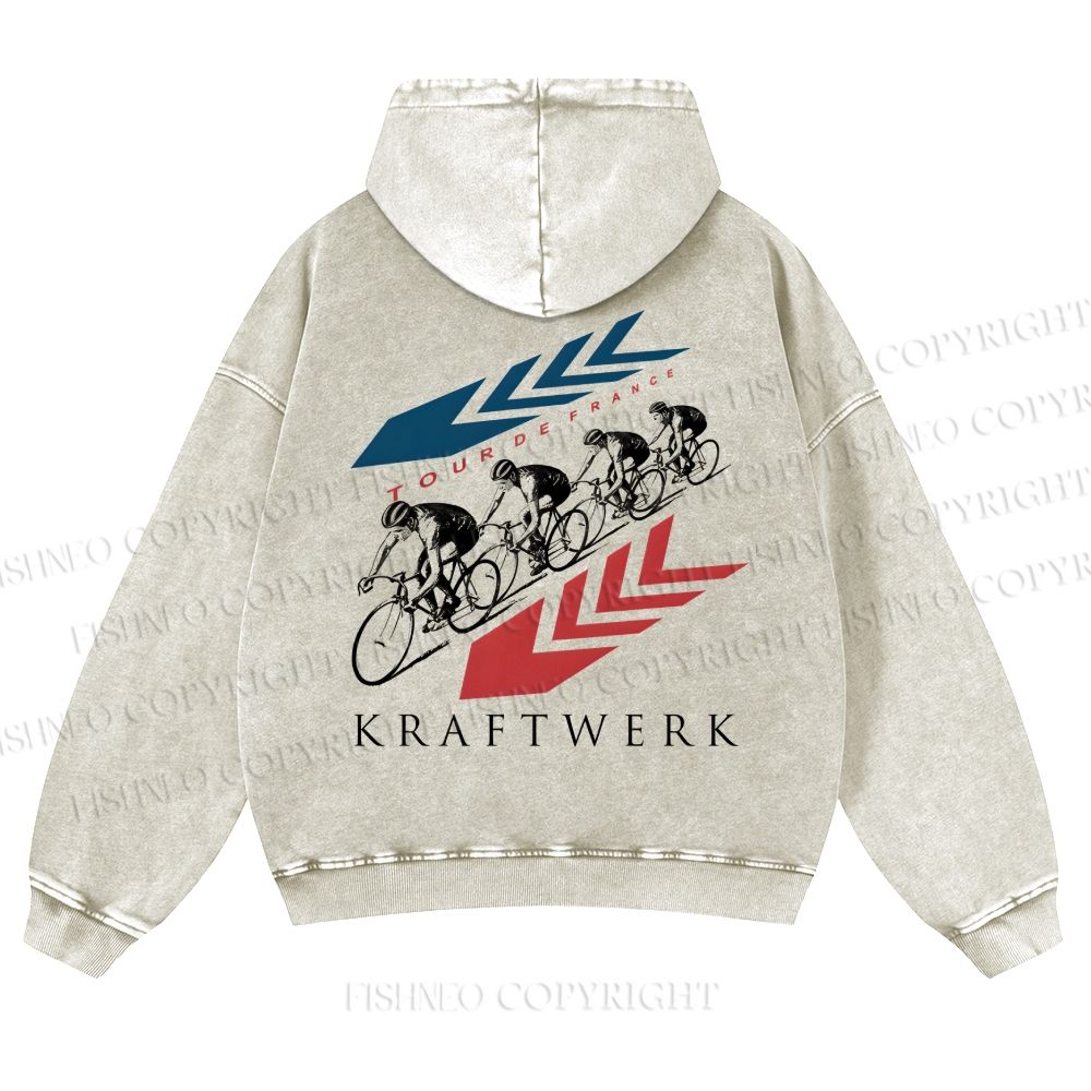 Casual Kraftwerk Tour de France Printed' Washed Hoodie
