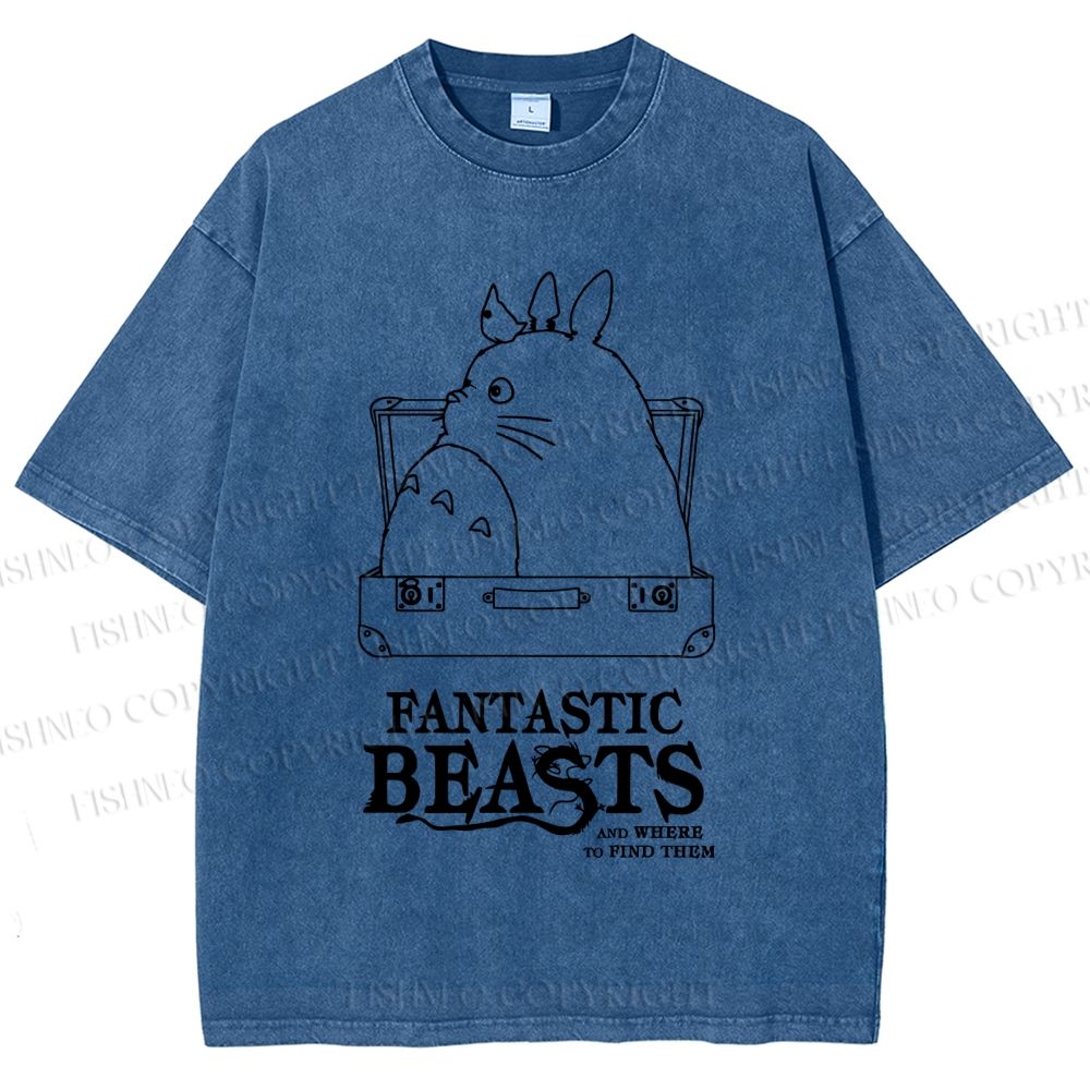 Unisex Totoro Fantastic Beasts And Where To Find Them Printed Washed Tee