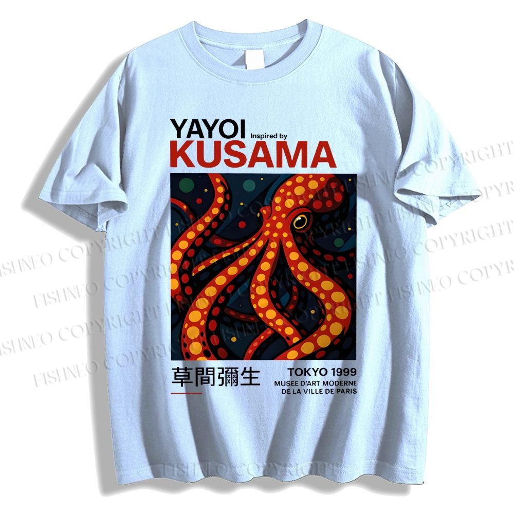 Unisex Classic Cotton Yayoi Kusama Octopus Printed T-shirt
