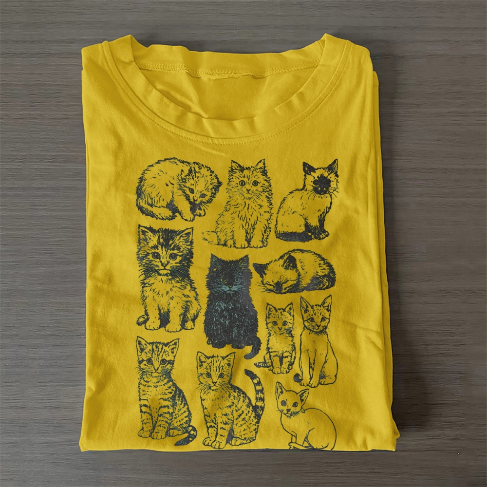 Katter 90-Tals Vintage Cotton T-Shirt 